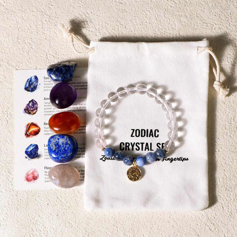 Zodiac Energy Crystal Stone Bracelet Set