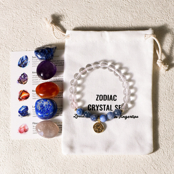 Zodiac Energy Crystal Stone Bracelet Set
