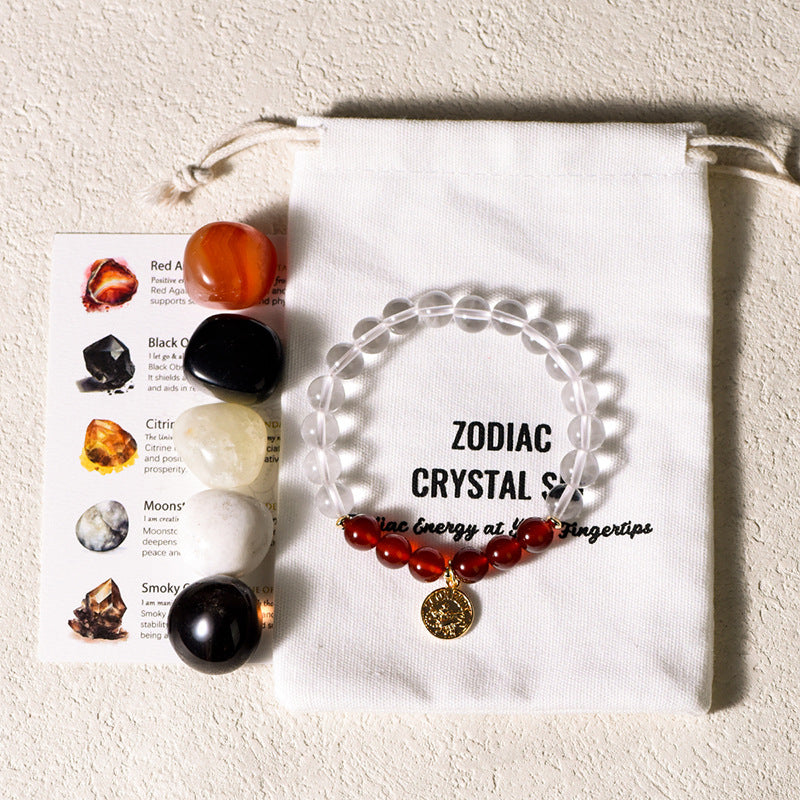 Zodiac Energy Crystal Stone Bracelet Set