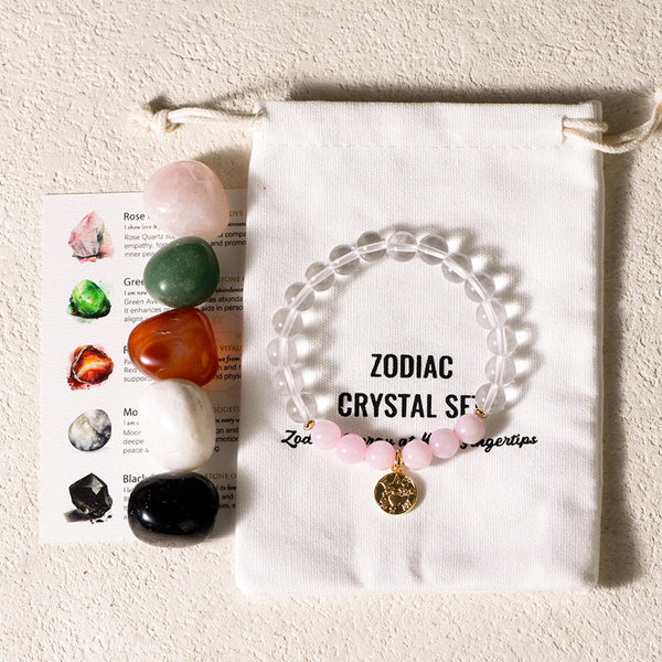 Zodiac Energy Crystal Stone Bracelet Set