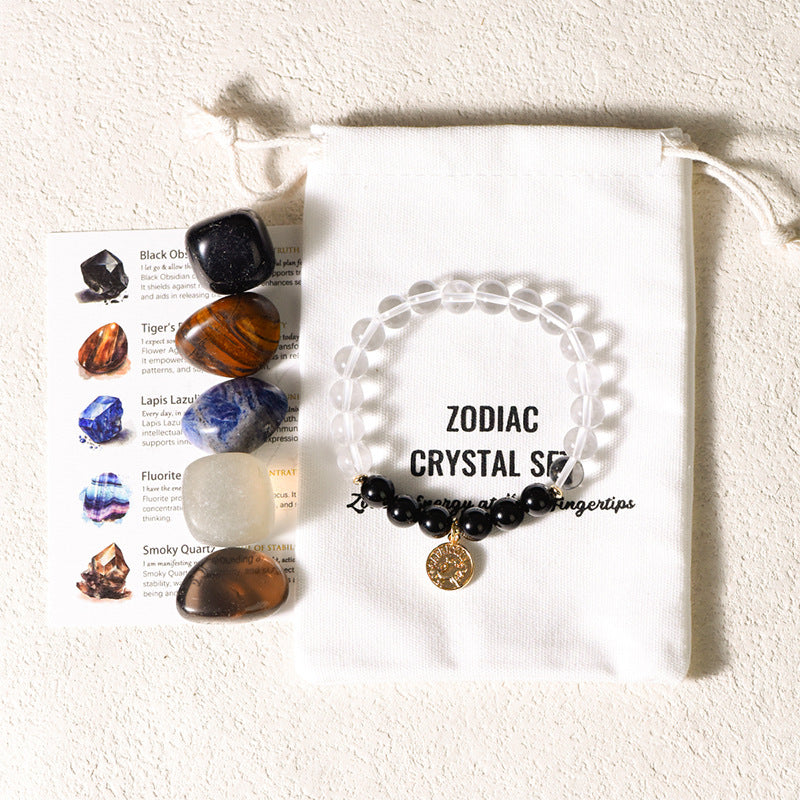 Zodiac Energy Crystal Stone Bracelet Set