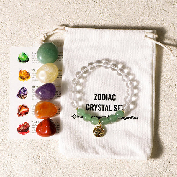 Zodiac Energy Crystal Stone Bracelet Set