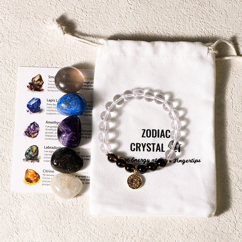 Zodiac Energy Crystal Stone Bracelet Set