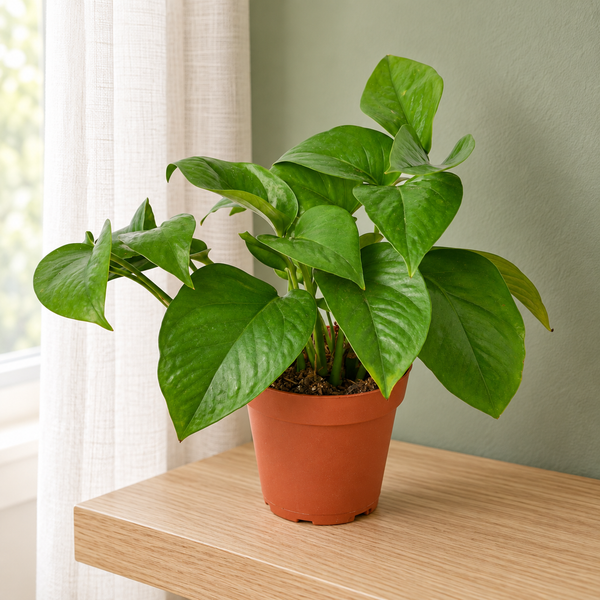 Green Queen Pothos beside a softly lit window — representative generated image